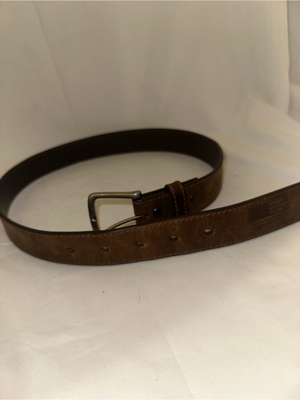 Ariat Genuine Leather Brown Western Belt Size 26 American Flag